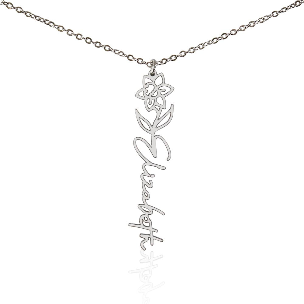 Custom Flower Name Necklace For Mothers and Daughters