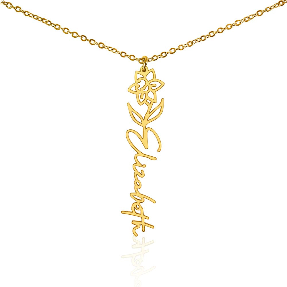 Custom Flower Name Necklace For Mothers and Daughters