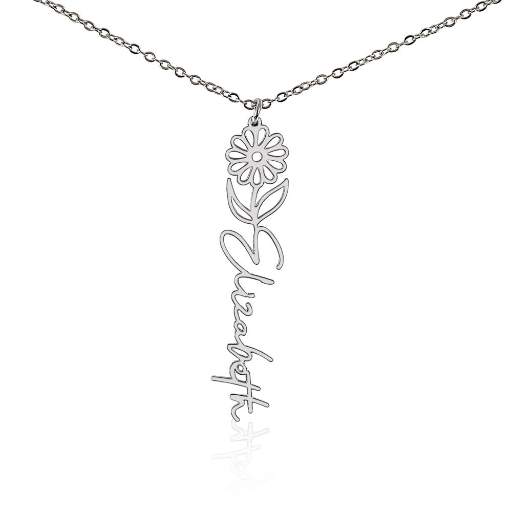 Custom Flower Name Necklace For Mothers and Daughters