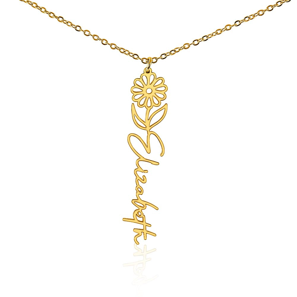 Custom Flower Name Necklace For Mothers and Daughters