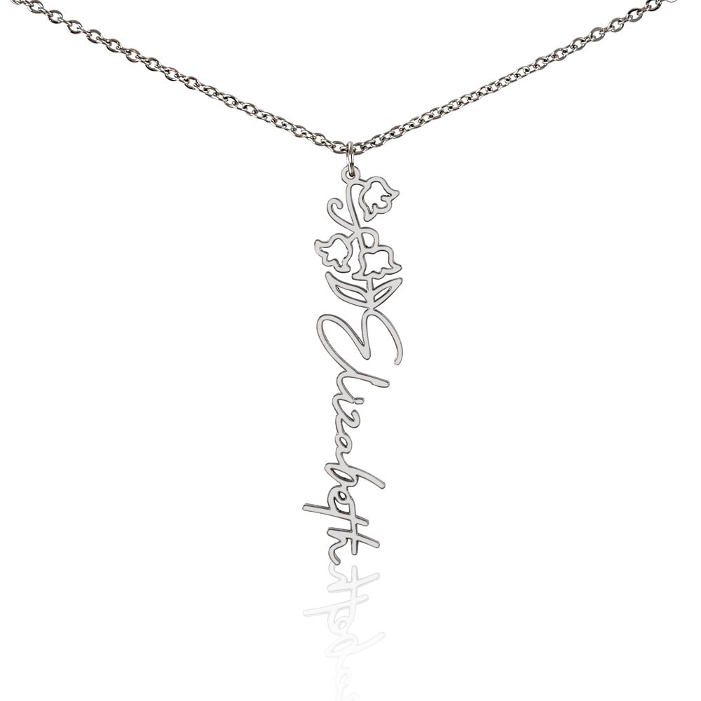 Custom Flower Name Necklace For Mothers and Daughters