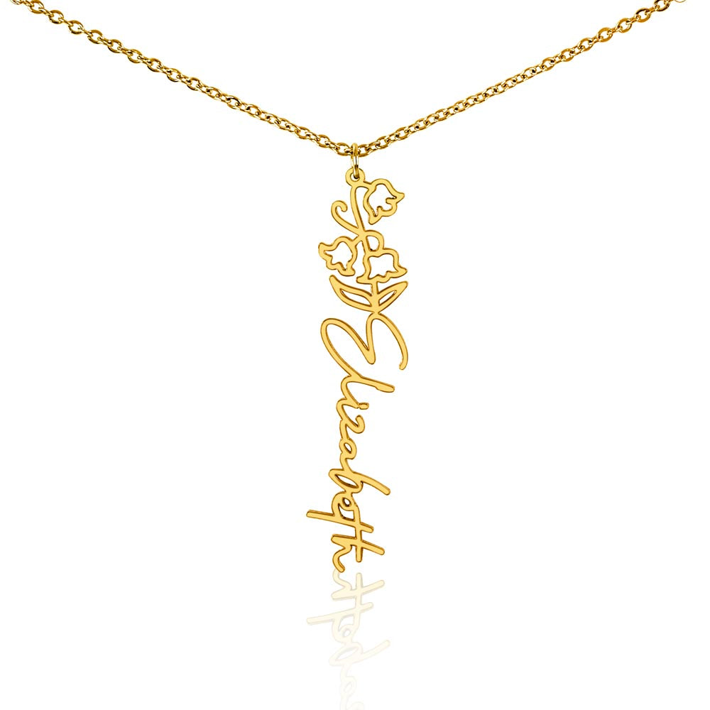 Custom Flower Name Necklace For Mothers and Daughters