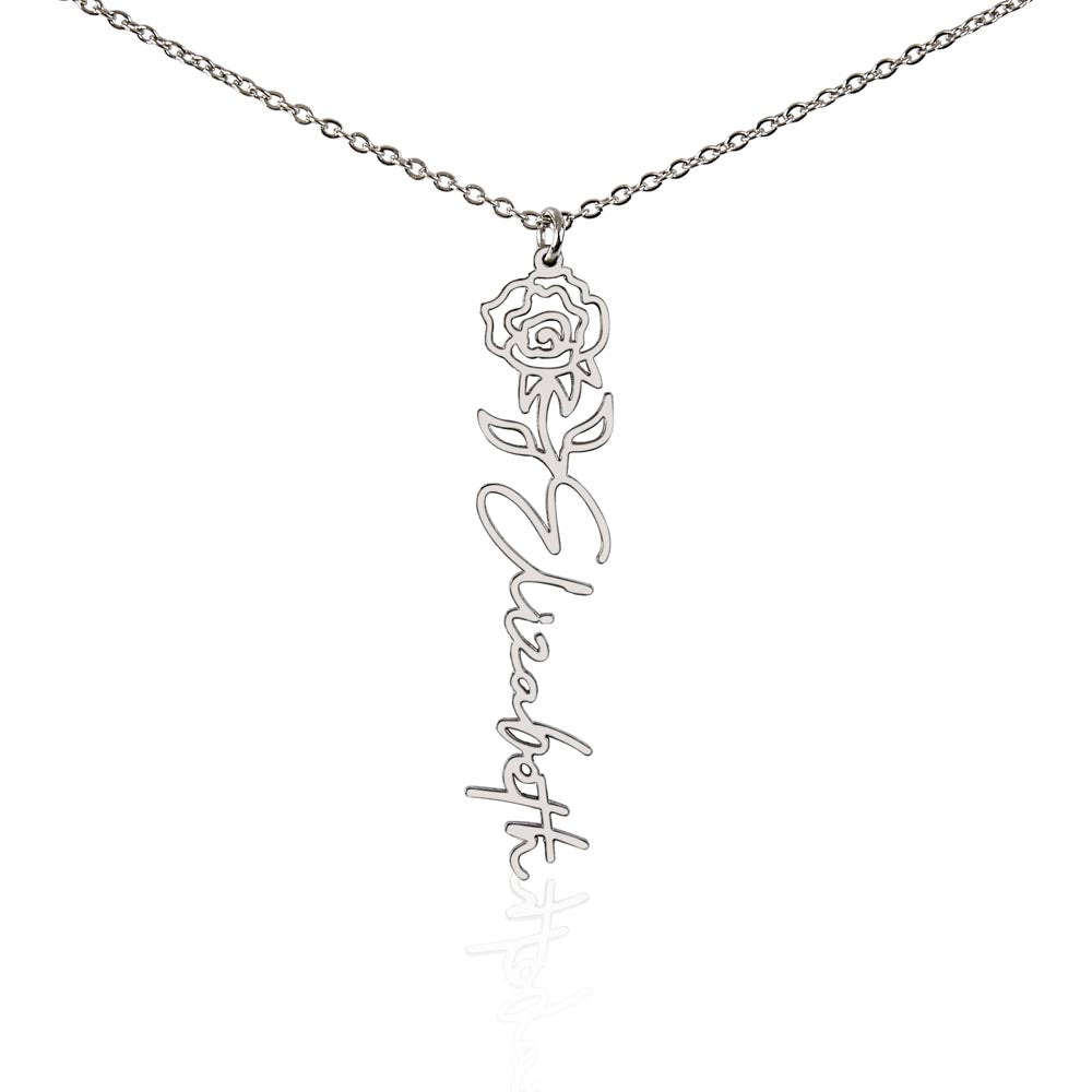 Custom Flower Name Necklace For Mothers and Daughters