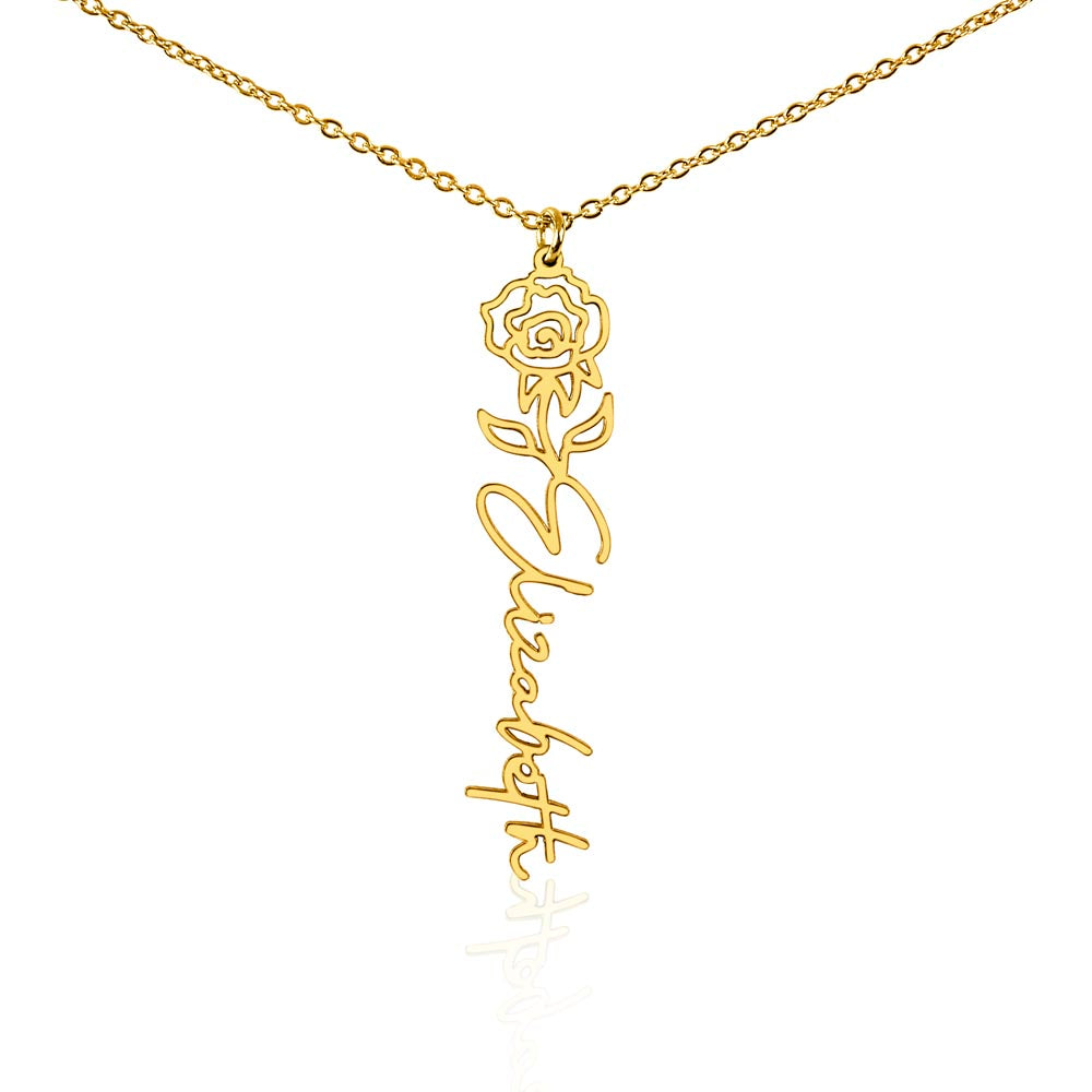 Custom Flower Name Necklace For Mothers and Daughters