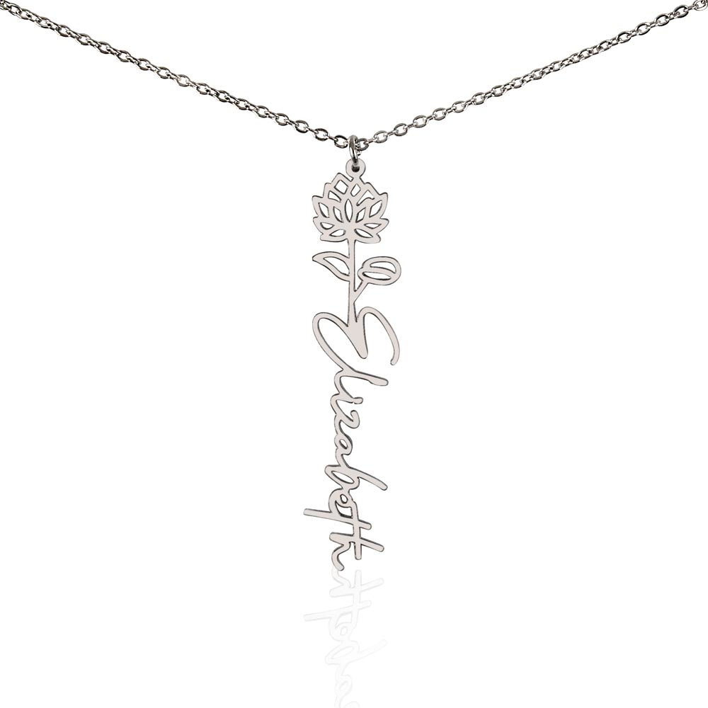 Custom Flower Name Necklace For Mothers and Daughters