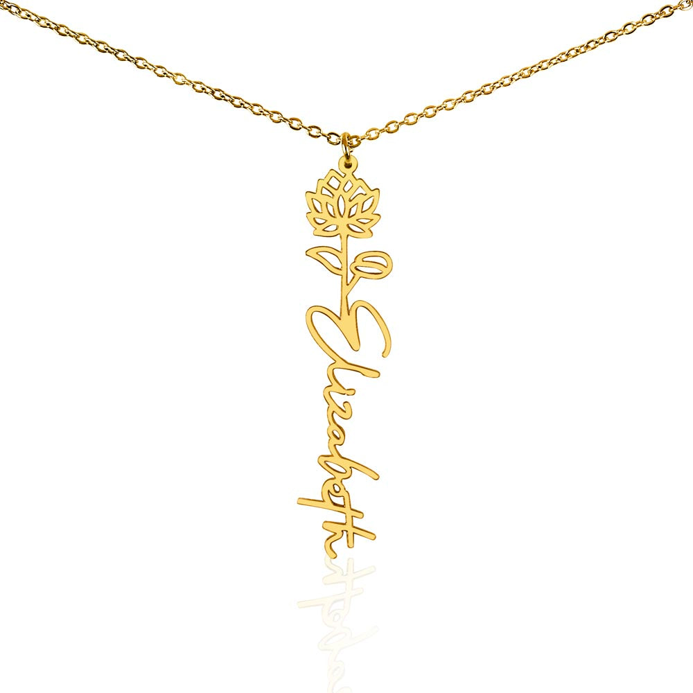 Custom Flower Name Necklace For Mothers and Daughters