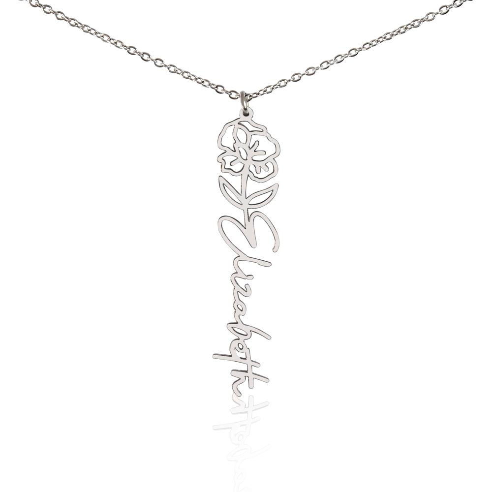 Custom Flower Name Necklace For Mothers and Daughters
