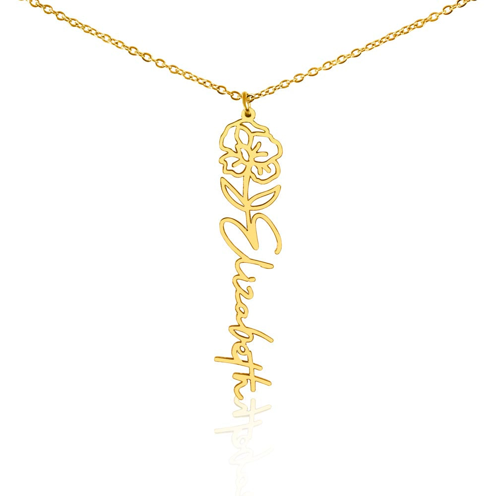 Custom Flower Name Necklace For Mothers and Daughters