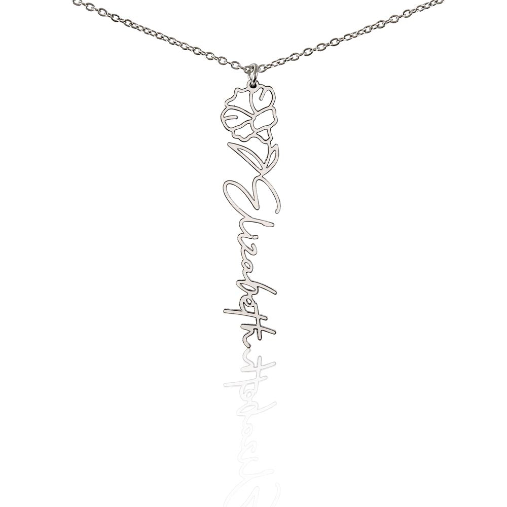 Custom Flower Name Necklace For Mothers and Daughters