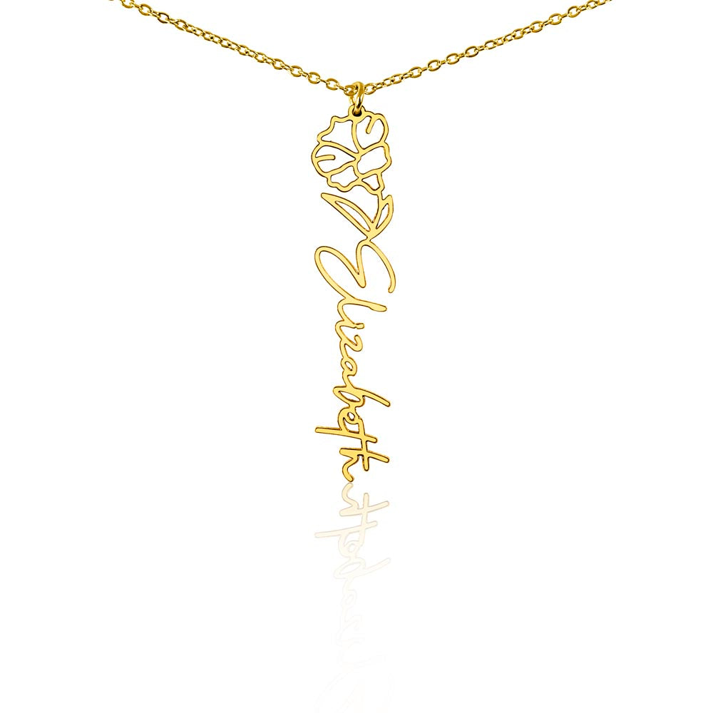 Custom Flower Name Necklace For Mothers and Daughters