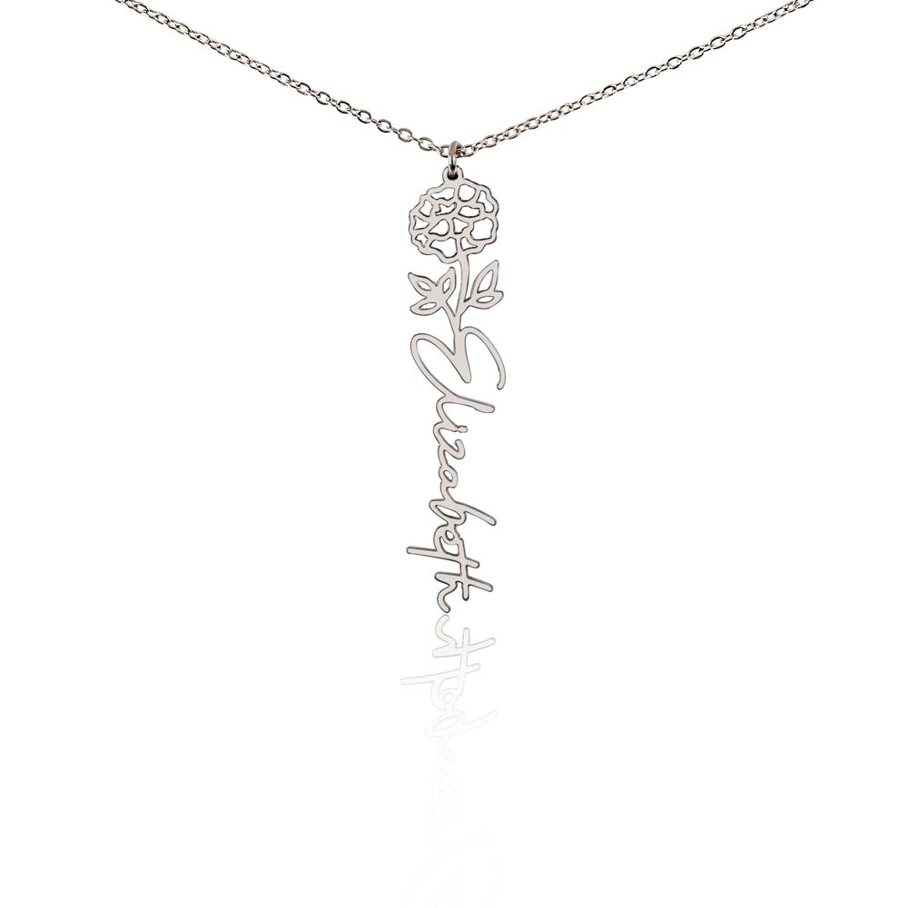 Custom Flower Name Necklace For Mothers and Daughters
