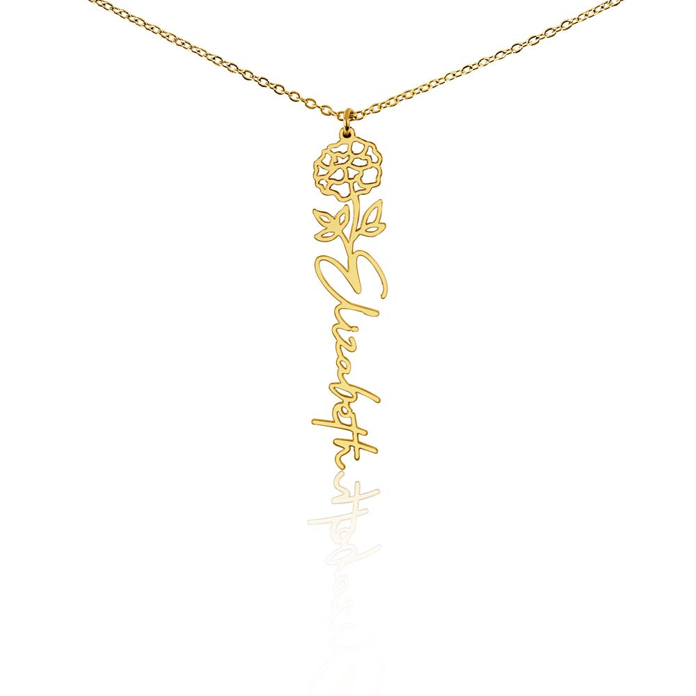 Custom Flower Name Necklace For Mothers and Daughters