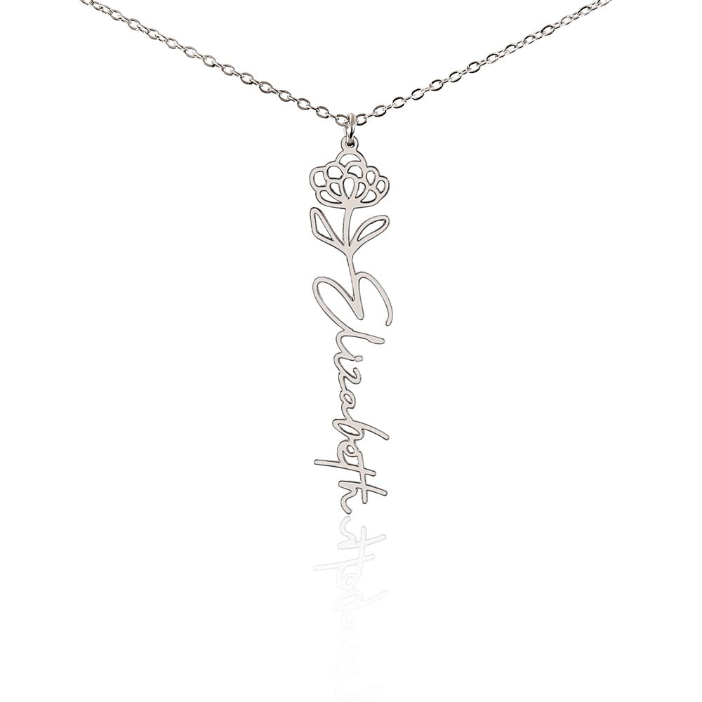 Custom Flower Name Necklace For Mothers and Daughters