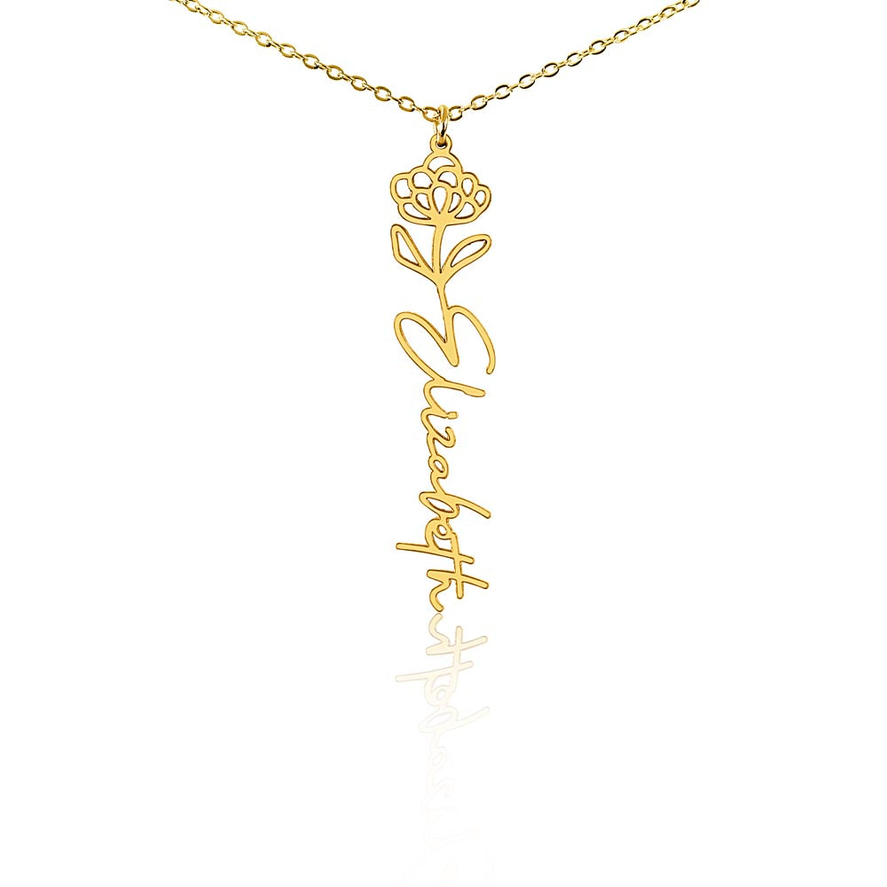 Custom Flower Name Necklace For Mothers and Daughters