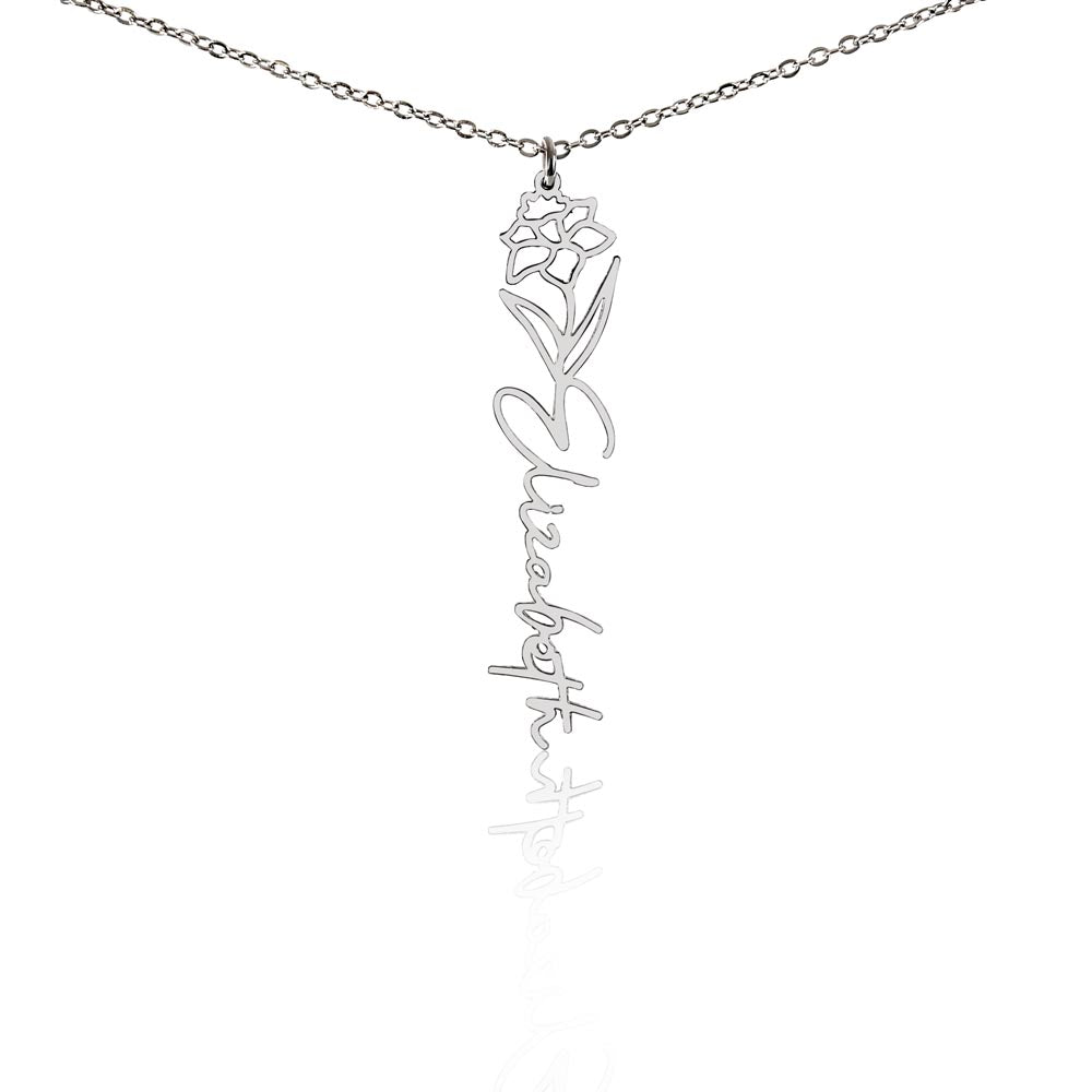 Custom Flower Name Necklace For Mothers and Daughters