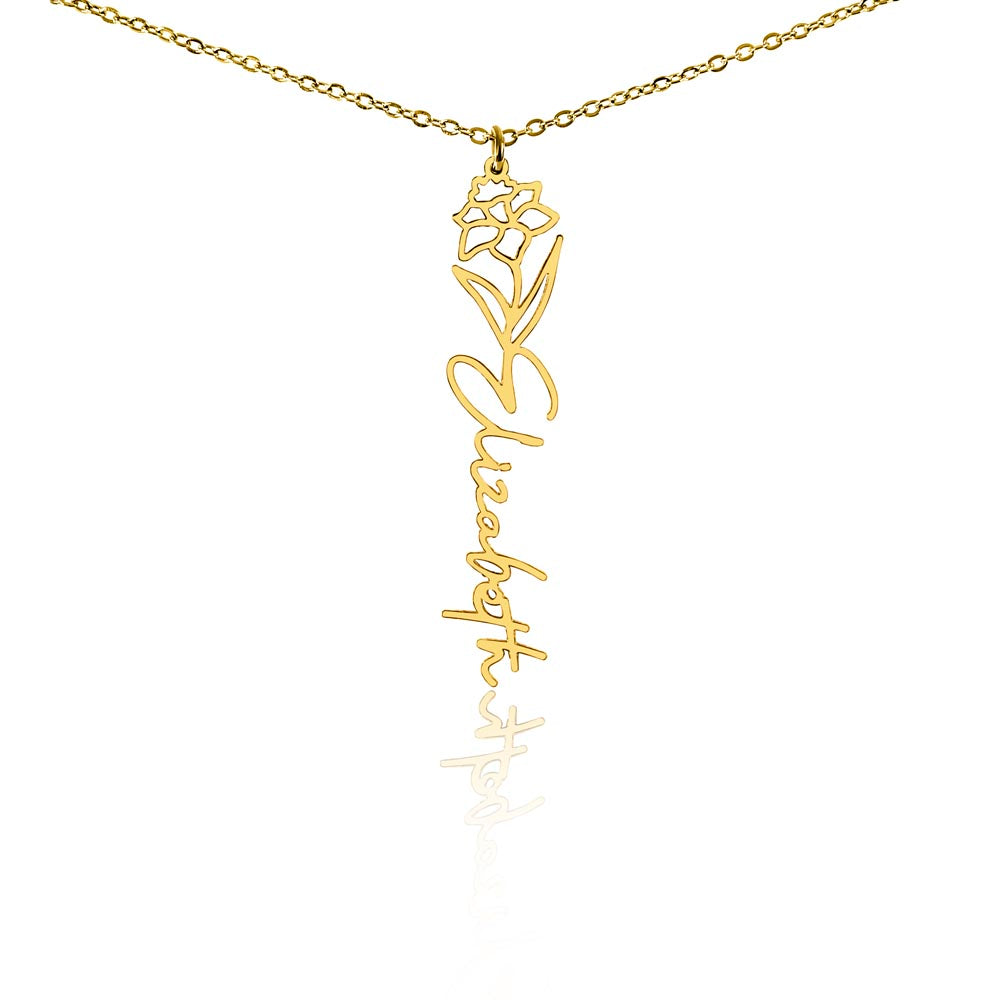 Custom Flower Name Necklace For Mothers and Daughters
