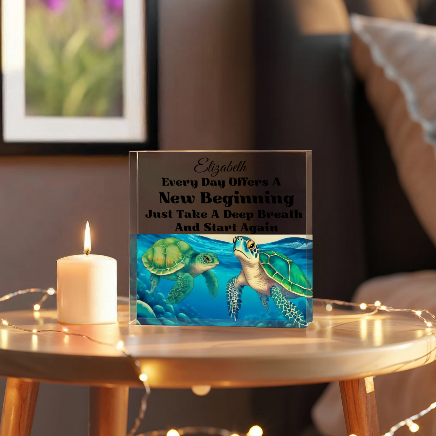 Turtle Inspirational Acrylic Plaque Block