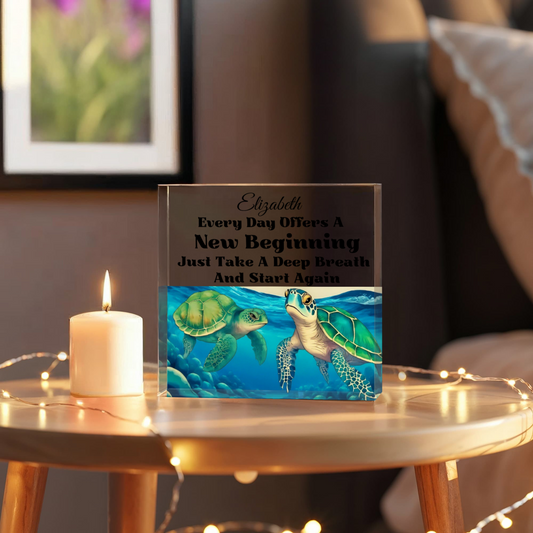 Turtle Inspirational Acrylic Plaque Block