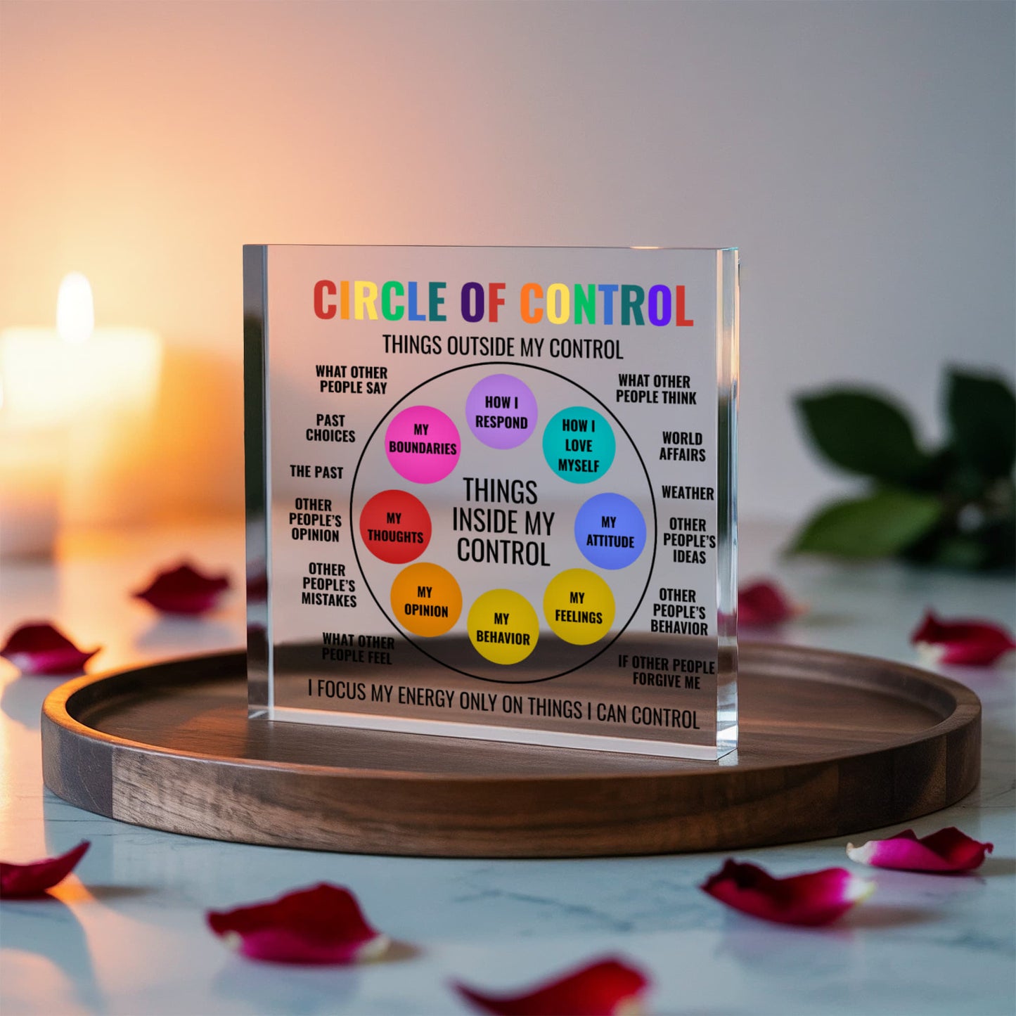 Circle of Control Acrylic Block