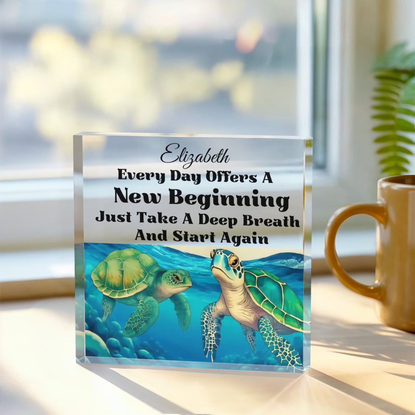 Turtle Inspirational Acrylic Plaque Block