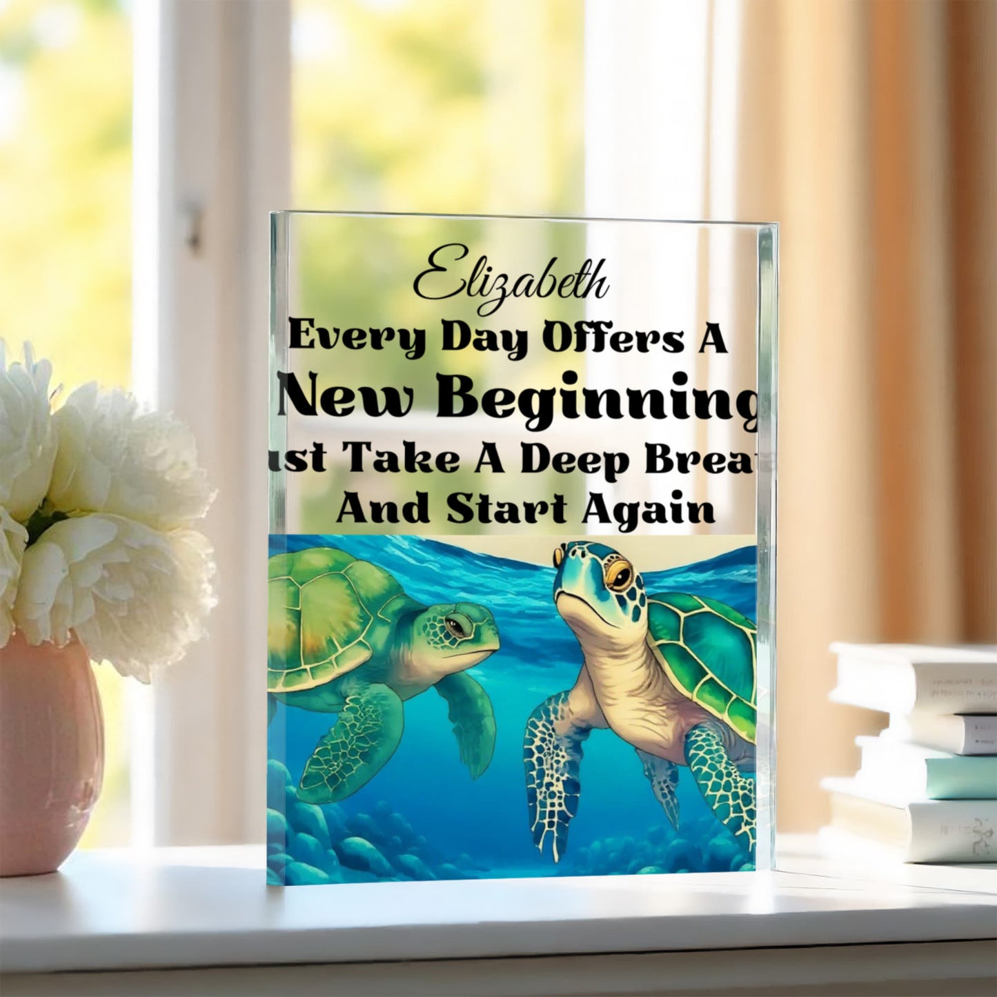 Turtle Inspirational Acrylic Plaque Block