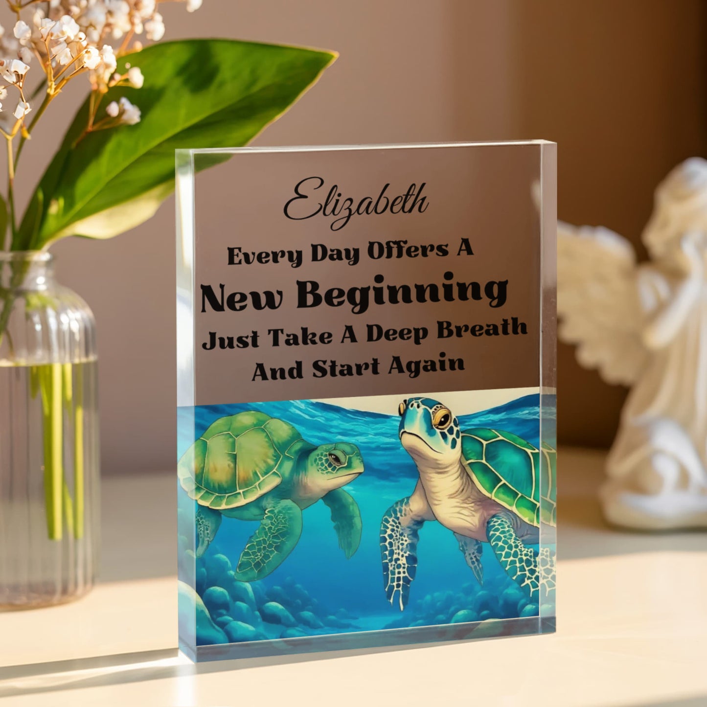 Turtle Inspirational Acrylic Plaque Block