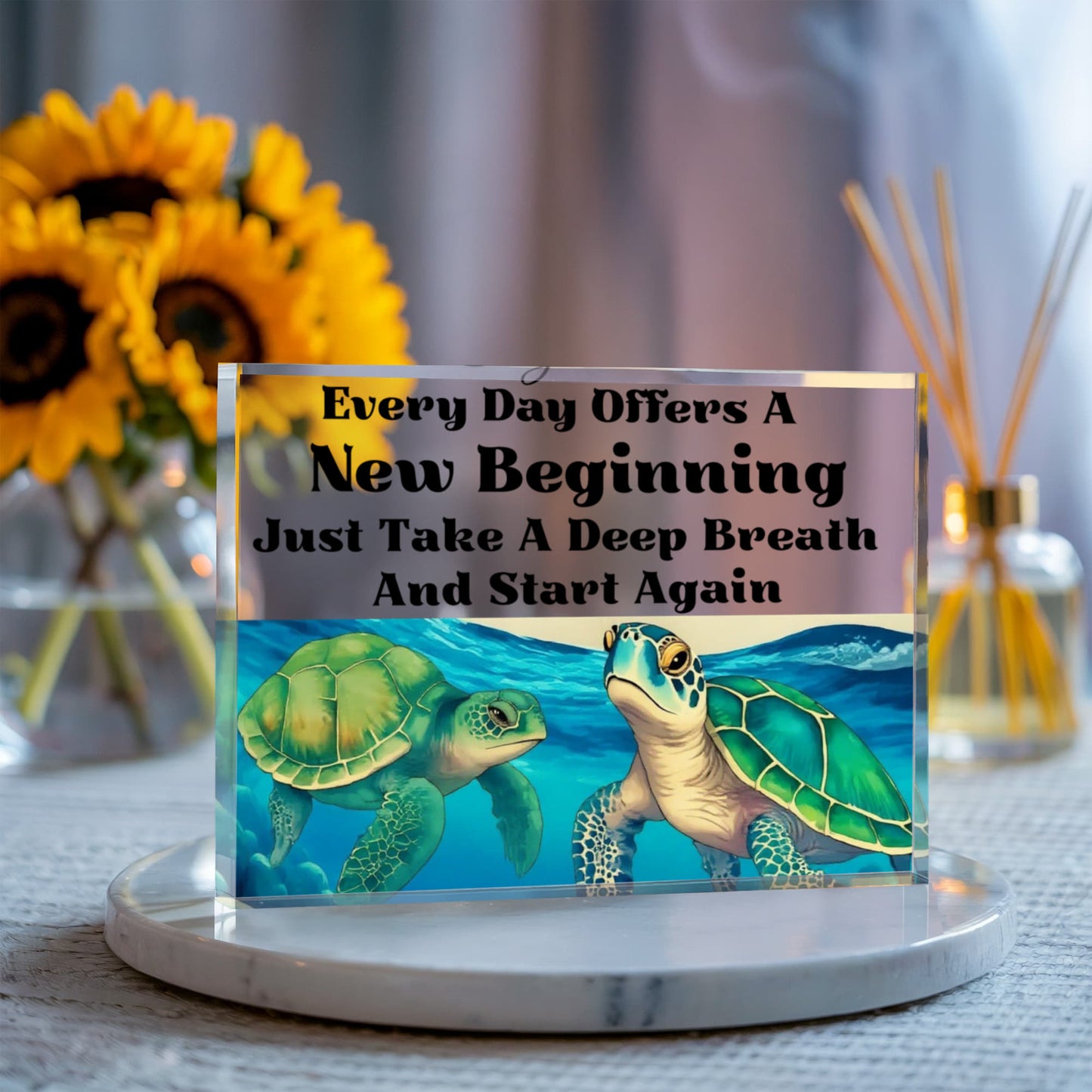 Turtle Inspirational Acrylic Plaque Block