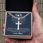 Personalized Gift for Son Who Loves Baseball - Cuban Chain Necklace with Cross