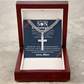 Personalized Gift for Son Who Loves Baseball - Cuban Chain Necklace with Cross