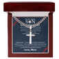 Personalized Gift for Son Who Loves Baseball - Cuban Link Chain Necklace with Cross