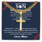 Personalized Gift for Son Who Loves Baseball - Cuban Chain Necklace with Cross
