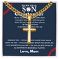 Personalized Gift for Son Who Loves Baseball - Cuban Link Chain Necklace with Cross