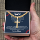Personalized Gift for Son Who Loves Baseball - Cuban Chain Necklace with Cross