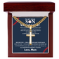 Personalized Gift for Son Who Loves Baseball - Cuban Chain Necklace with Cross
