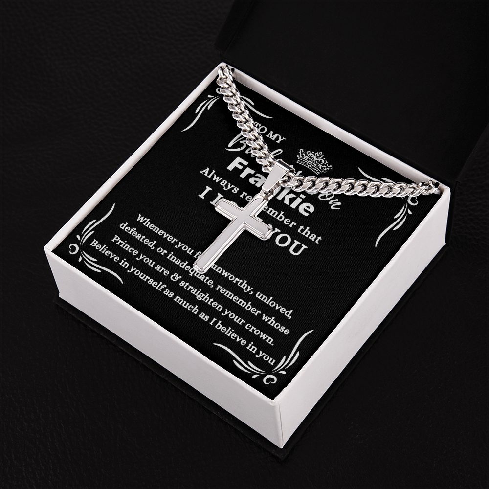 Personalized Gift for Badass Son - Cuban Link Chain Necklace with Cross