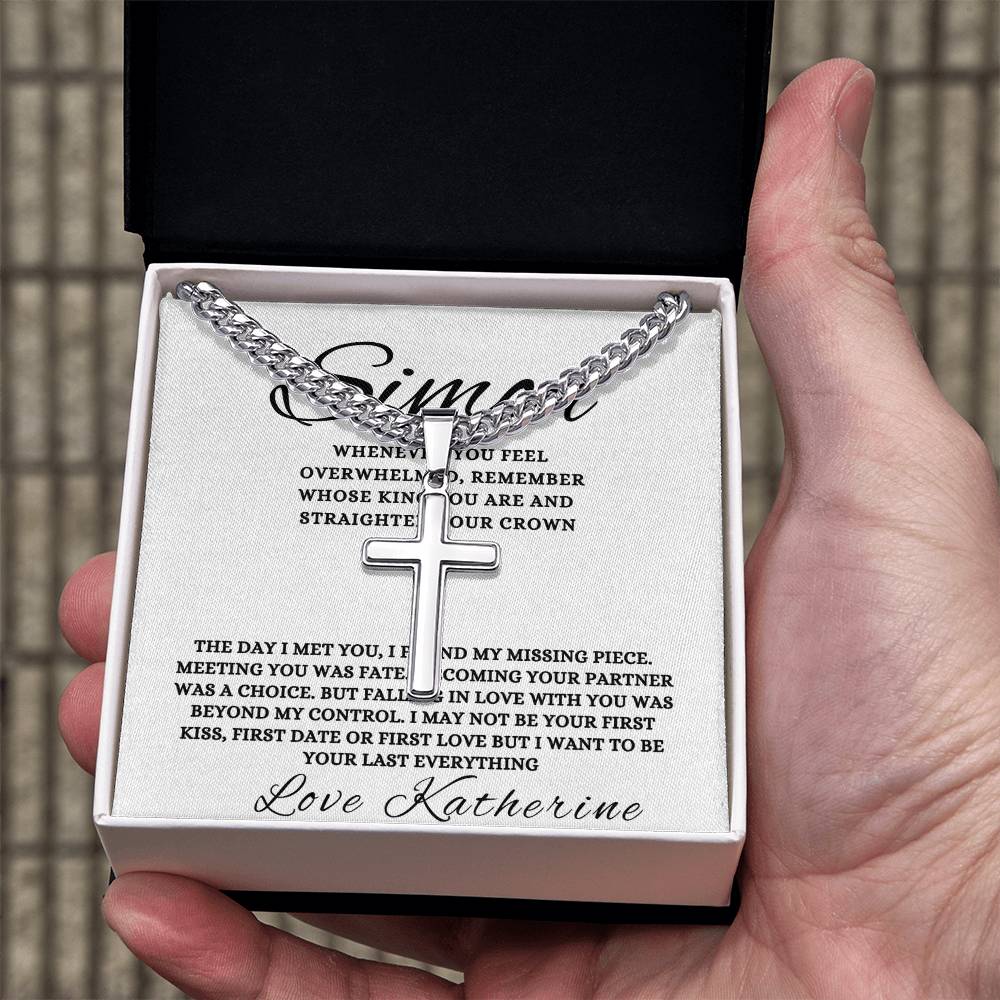 Personalized Gift for Husband If You Are Feeling Overwhelmed - Cuban Link Chain Necklace with Cross