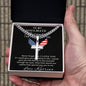 Personalized Gift for Husband Proud of You - Cuban Chain Necklace with Cross