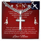 Personalized Gift for Son Basketball Game Lover - Cuban Chain Necklace with Cross