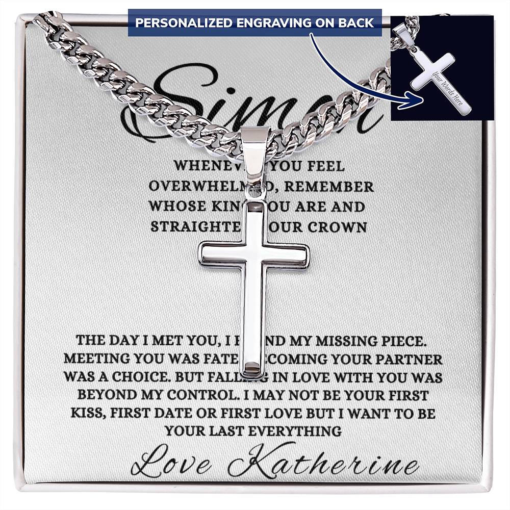Personalized Gift for Husband If You Are Feeling Overwhelmed - Cuban Link Chain Necklace with Cross