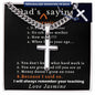 Personalized Dads Favorite Sayings Gift - Cuban Chain Necklace with Cross