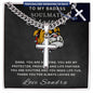 Personalized Gift for Husband Badass Soulmate - Cuban Chain Necklace with Cross