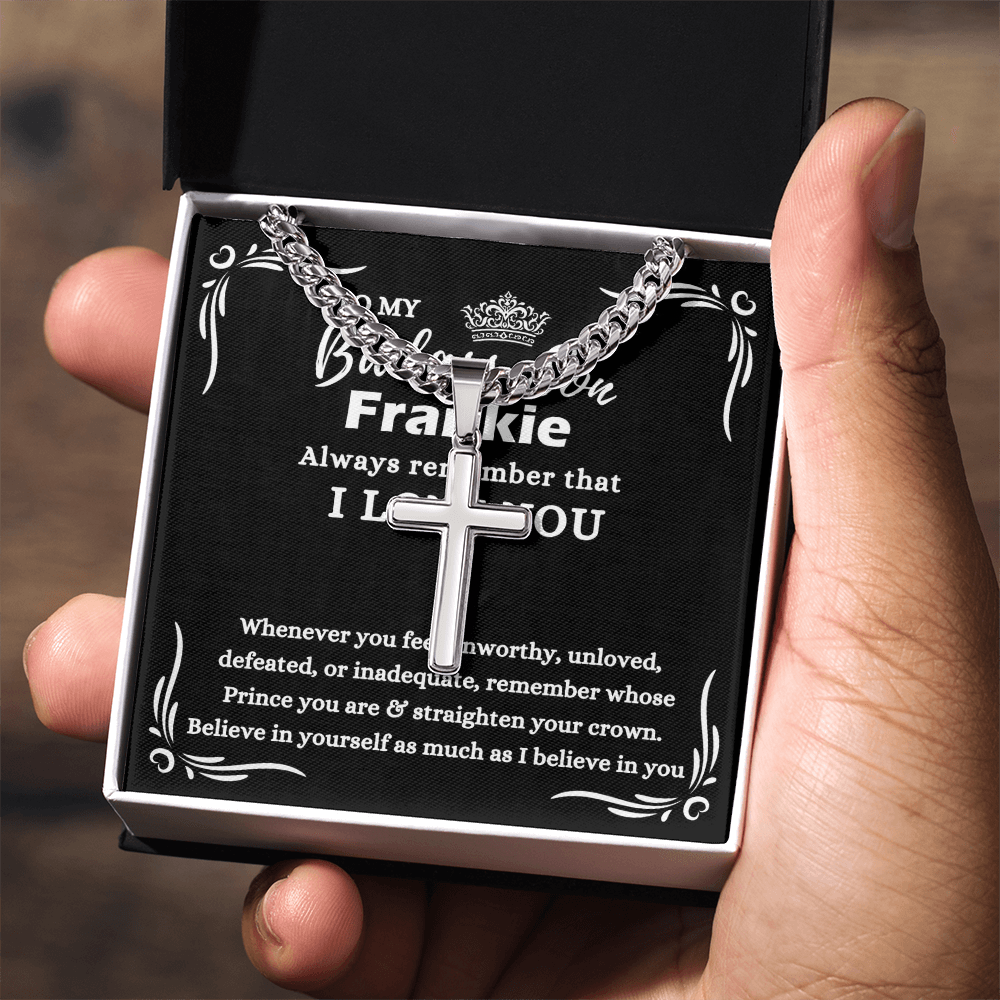 Personalized Gift for Badass Son - Cuban Link Chain Necklace with Cross
