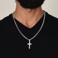 Personalized Gift for Husband Who Loves Fishing - Cuban Chain Necklace with Cross