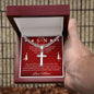 Personalized Gift for Son Basketball Game Lover - Cuban Chain Necklace with Cross