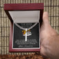 Personalized Gift for Husband Badass Soulmate - Cuban Chain Necklace with Cross