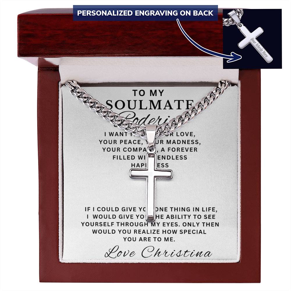 Personalized Gift for Husband I Want It All - Cuban Link Chain Necklace with Cross