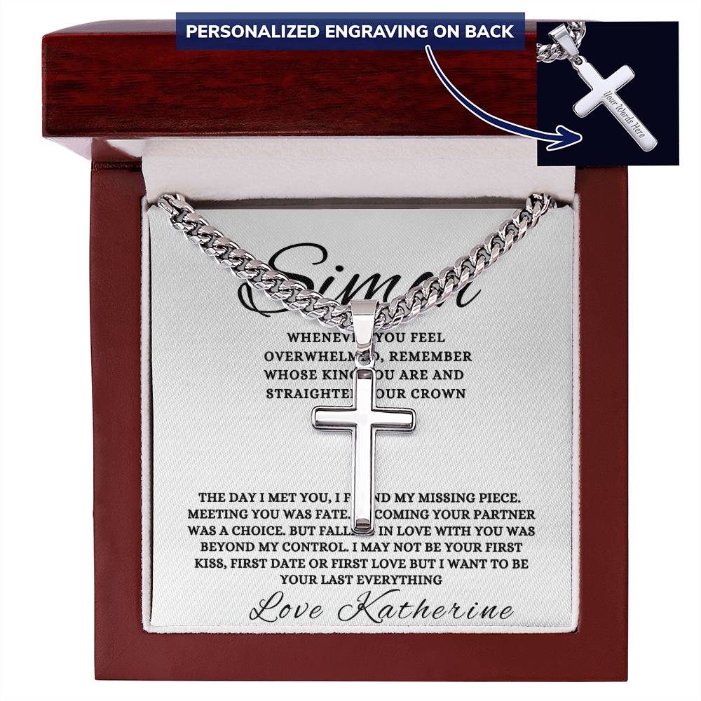 Personalized Gift for Husband If You Are Feeling Overwhelmed - Cuban Link Chain Necklace with Cross