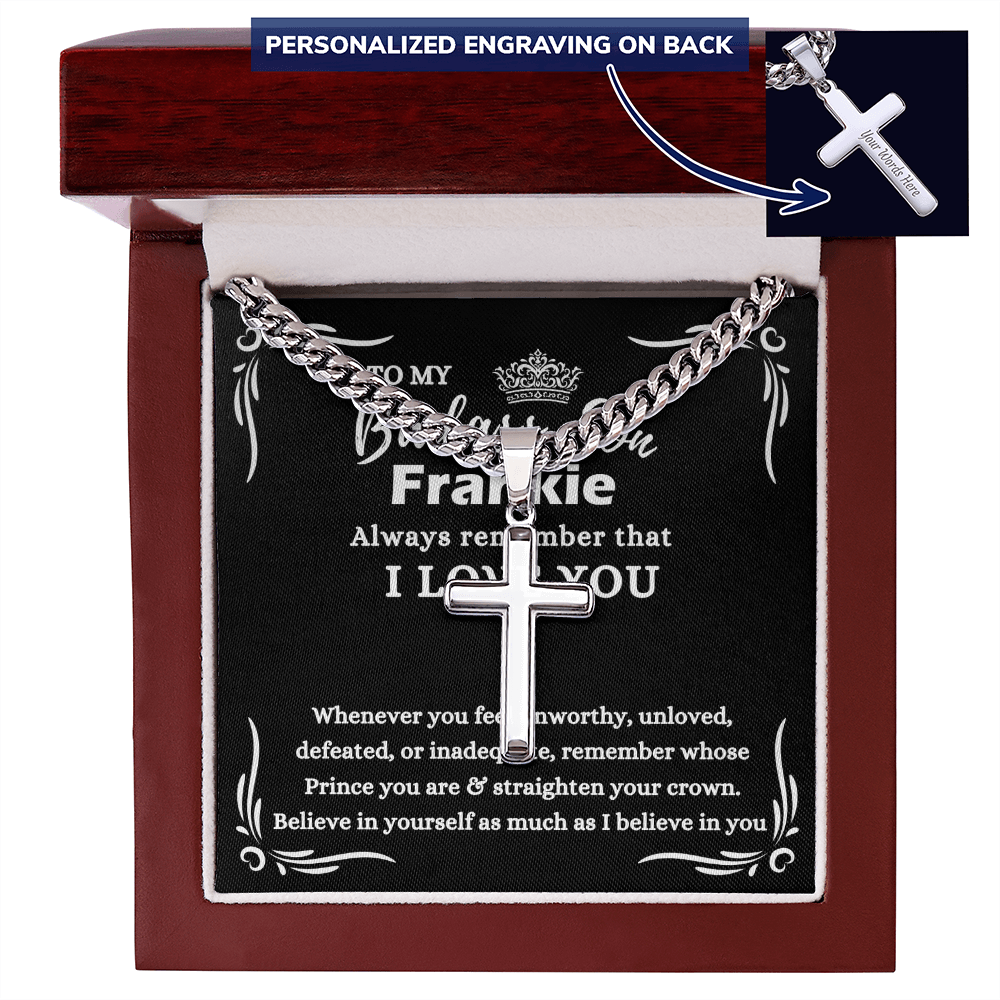 Personalized Gift for Badass Son - Cuban Link Chain Necklace with Cross