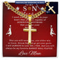 Personalized Gift for Son Basketball Game Lover - Cuban Chain Necklace with Cross