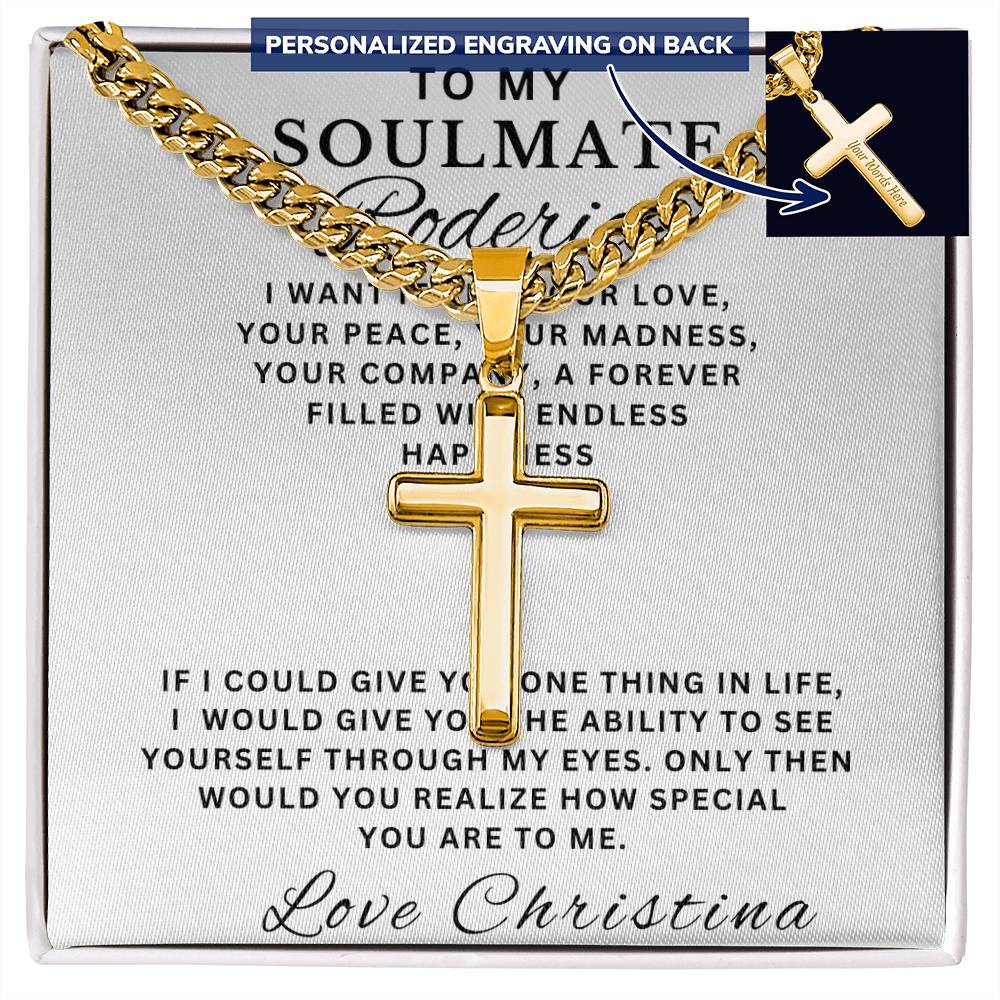 Personalized Gift for Husband I Want It All - Cuban Link Chain Necklace with Cross